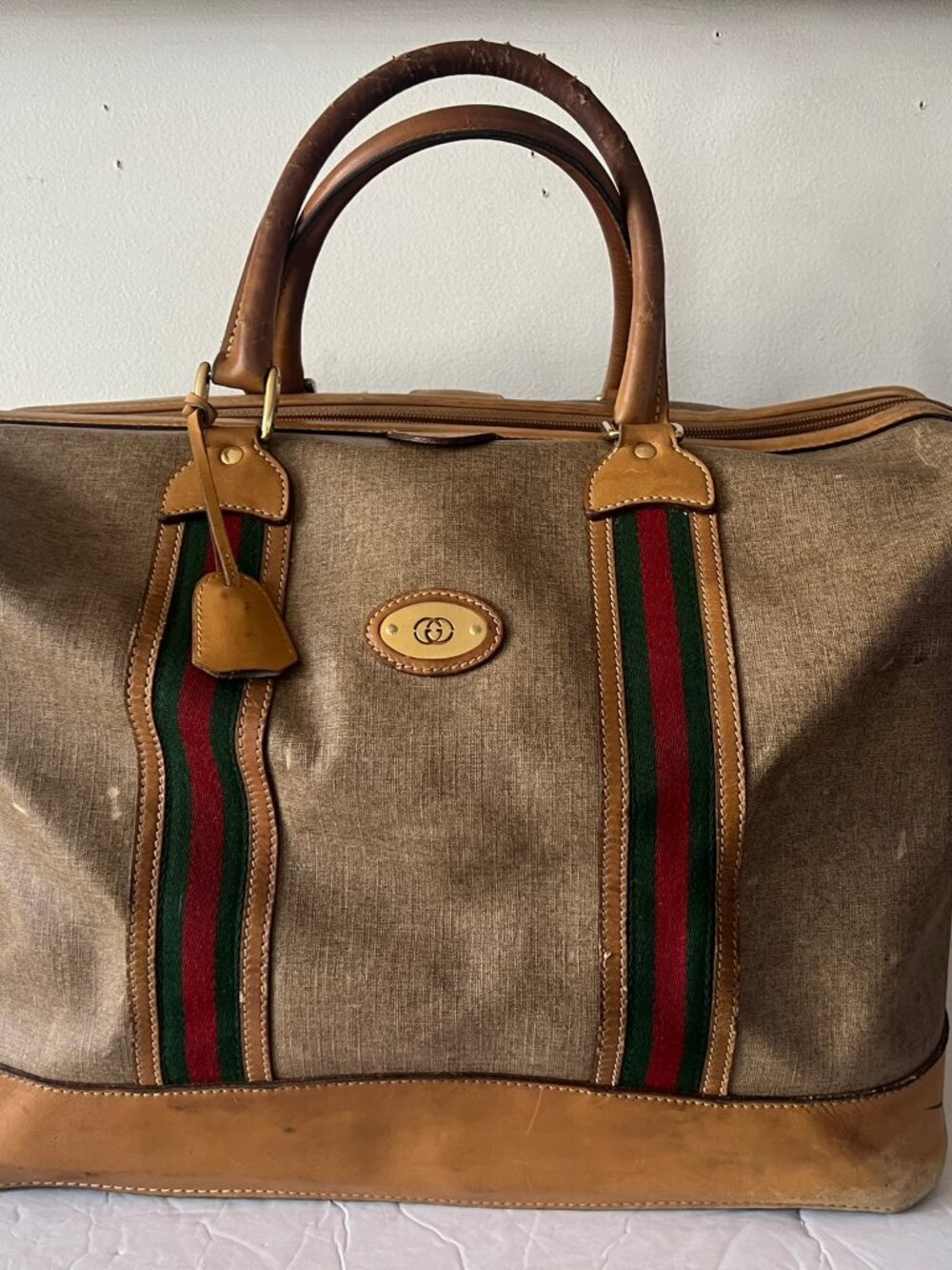 VINTAGE 70'S GUCCI BOSTON CANVAS DUFFLE TRAVEL BAG - Picture 3 of 17
